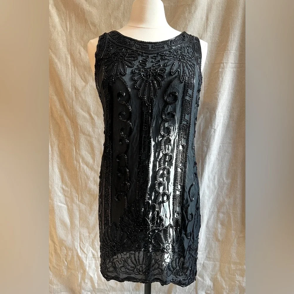 Vintage DKNY Black Silk Beaded Dress Size 10​​